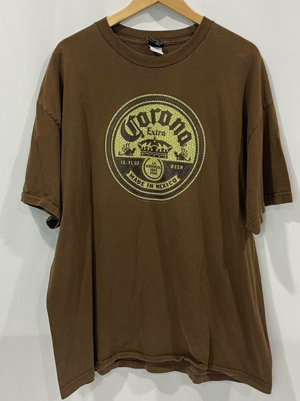 Corona Brown T-Shirt with Yellow Logo - Men's Short Sleeve